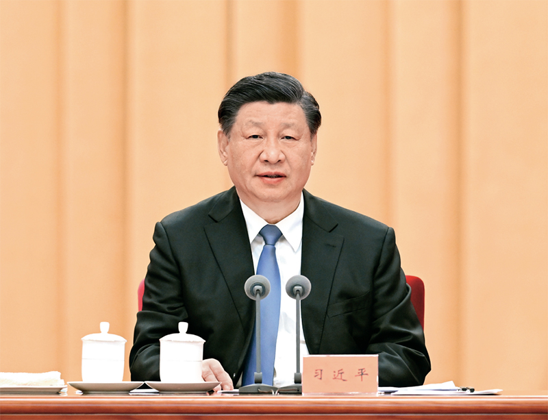 2023年1月9日，中共中央總書(shū)記、國(guó)家主席、中央軍委主席習(xí)近平在中國(guó)共產(chǎn)黨第二十屆中央紀(jì)律檢查委員會(huì)第二次全體會(huì)議上發(fā)表重要講話。 新華社記者 張領(lǐng)/攝
